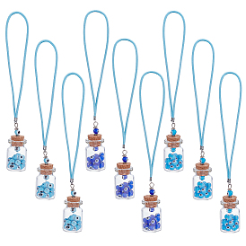 9шт 3 цвета стеклянные бутылки подвесные украшения, с бусинами лампворк от сглаза внутри, для автомобильных подвесных украшений