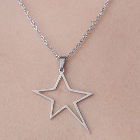 201 Stainless Steel Hollow Star Pendant Necklace