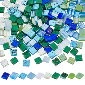 2-Hole Glass Seed Beads, Mixed Styles, Square