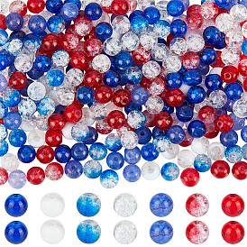 280Pcs 7 Colors Mixed Styles Crackle Glass Beads, Round