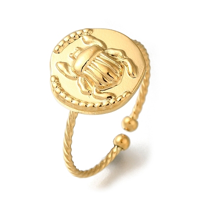 Redondo plano con insecto 304 anillo abierto de acero inoxidable para mujer