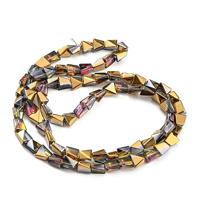 Half Plated Electroplate Transparent Glass Beads Strands, Faceted Polygon