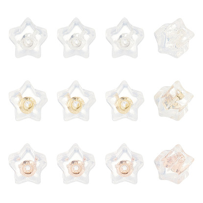 36 шт 3 цвета силиконовые гайки для ушей, спинки для серьги, с латунной фурнитурой , звезда, без кадмия, без никеля и без свинца