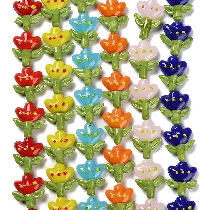 Бусы лэмпворк ручной работы, тюльпан