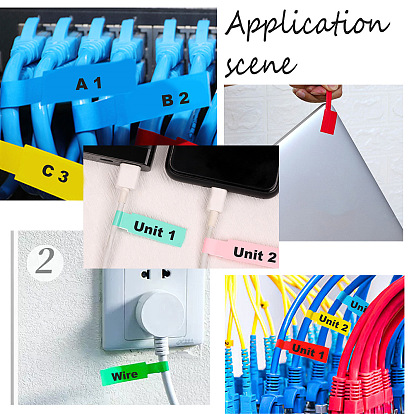 CRASPIRE 20 Sheets 10 Colors PVC Self-Adhesive Identification Cable Label Pasters, Waterproof Writable Cord Wire Label Tags, Organize Markers