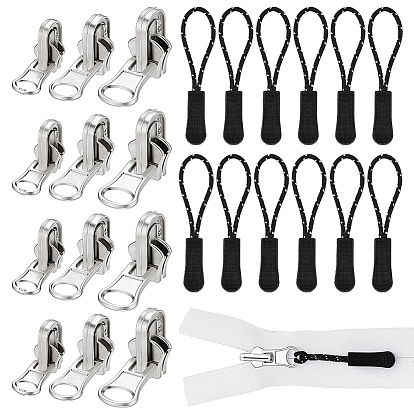 Zinc Alloy Zipper Sliders, with Plastic Zipper Puller Strap