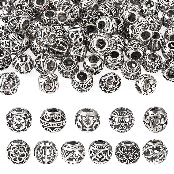 66 шт 11 стиль европейские бусины из сплава в тибетском стиле, бусины с большим отверстием, рондель