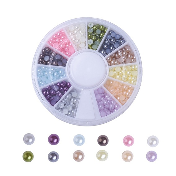 ABS Plastic Cabochons, Imitation Pearl, Nail Art Decoration Accessories, Half Round