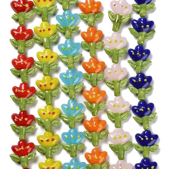 Бусы лэмпворк ручной работы, тюльпан