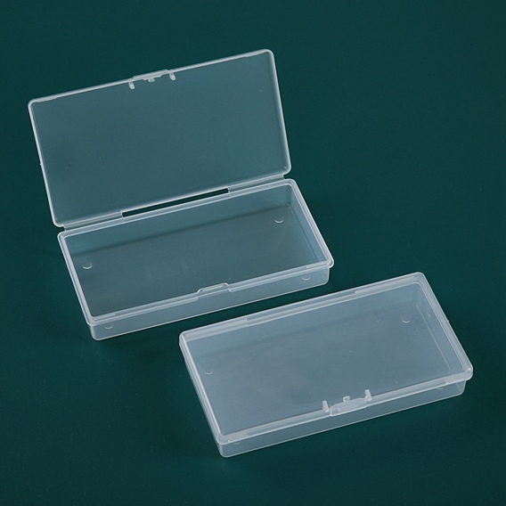Transparent Plastic Bead Containers, with Hinged Lids, Rectangle