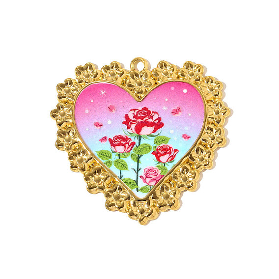 Печатные 304 подвески из нержавеющей стали, сердце прелести, ионное покрытие (ip), зеркальная полировка