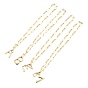 Brass Screw Carabiner Lock Pendant Necklaces, Initial Necklaces, with Paperclip Chains, Letter, Golden