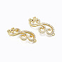 Brass Micro Pave Cubic Zirconia Links Connectors, Nickel Free, Phoenix, Clear & Brown