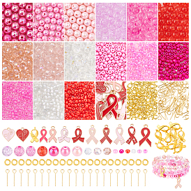 Наборы для поиска бисеринок и подвесок для самостоятельного изготовления бижутерии на тему рака груди в розовом цвете