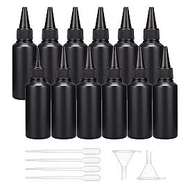 BENECREAT 60ml 15Pcs Black Polyethylene(PE) Squeeze Bottles, Dispensing Bottles, with Twist Top Cap, with 2Pcs Funnel & 4Pcs Transfer Pipette