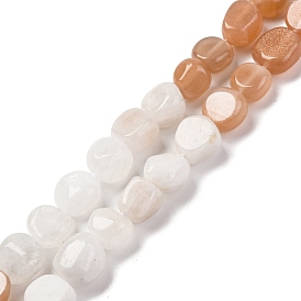 Natural Peach Moonstone Beads Strands, Nuggets, Tumbled Stone