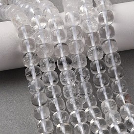 Natural Quartz Crystal Rock Crystal Beads Strands, Old Style Barrel Beads
