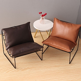 Iron & Imitation Leather Sofa Chair Model, Mini Furniture, Miniature Dollhouse Decorations