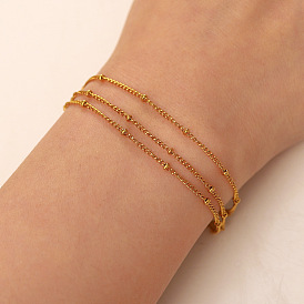18K Gold Plated Stainless Steel Double Layered Fashion Chain Bracelet Jewelry
