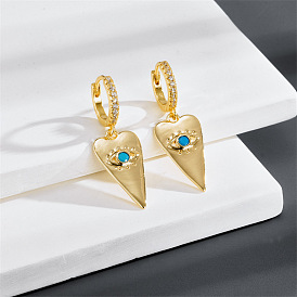 14K Gold Plated Devil Eye Geometric Triangle Earrings for Women - Cute and Exquisite