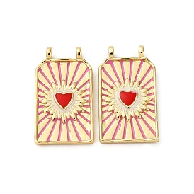 Латунь эмаль подвески, прямоугольник в форме сердца, стойки покрытие, без свинца и без кадмия, долговечный