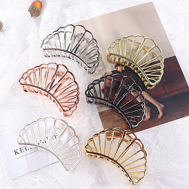 Retro Style Hair Clip for Adults - Chic Alloy Hollow Fan-shaped Top Clamp