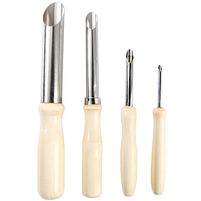 Stainless Steel Clay Round Hole Cutter, with Wood Handle, for DIY Clay Molds Making