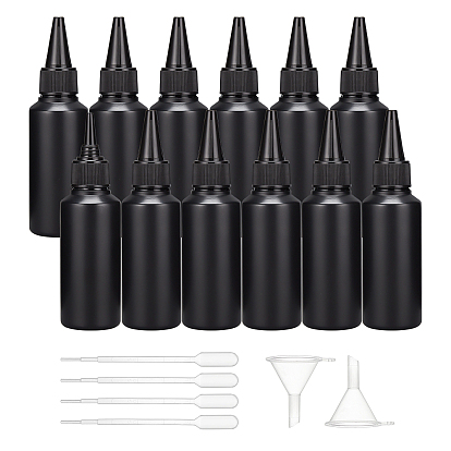 60ml 15Pcs Black Polyethylene(PE) Squeeze Bottles, Dispensing Bottles, with Twist Top Cap, with 2Pcs Funnel & 4Pcs Transfer Pipette