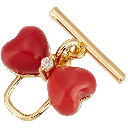 6 шт. застежки-тоглы из смолы, с латунным микропаве, фурнитура из прозрачного кубического циркония, бантом