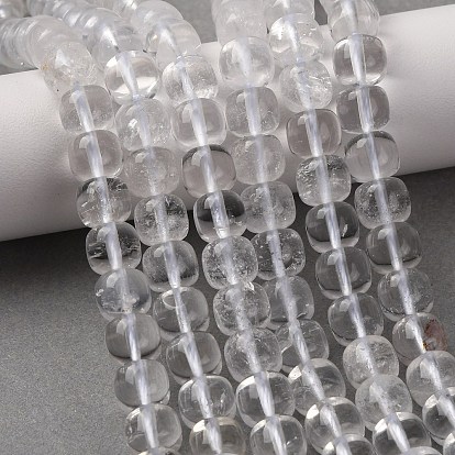 Natural Quartz Crystal Rock Crystal Beads Strands, Old Style Barrel Beads