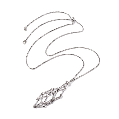 304 ожерелья с подвесками в виде клетки из нержавеющей стали с кристаллами и камнями, 304 из нержавеющей стали кабель цепи ожерелья