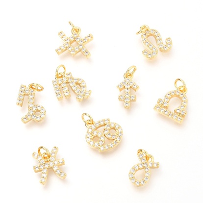 Латунные микропаве прозрачные кубические циркониевые подвески, с прыжковых колец, двенадцать созвездий
