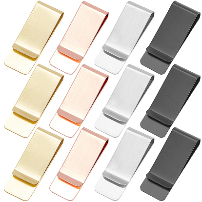 12 шт. 4 цвета зажимы для денег из нержавеющей стали, прямоугольные