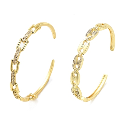 Messing Mikro Pflaster klar Cubic Zirkonia hohl offene Manschette Armreifen für Frau