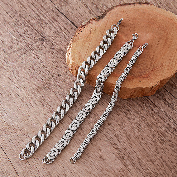 Bracelets vintage en acier inoxydable pour hommes, sans ternissement