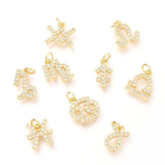 Латунные микропаве прозрачные кубические циркониевые подвески, с прыжковых колец, двенадцать созвездий