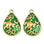 304 Stainless Steel Enamel Pendants, Teardrop with Turtle Charms, Ion Plating(IP)