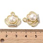Alloy with Rhinestone Pendants, with ABS Imitation Pearl, Crown Charms