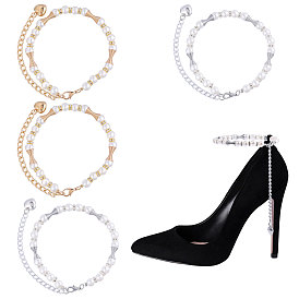 4 шт. 2 цвета: железо, хрустальные стразы и смоляные жемчужные шнурки, шнурки, препятствующие развязыванию обуви на высоком каблуке