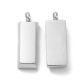 201 Stainless Steel Pendants, Rectangle Charm