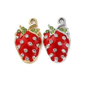 Подвески из клубничного сплава, с эмалью и горный хрусталь, красные
