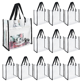 Прямоугольные прозрачные ПВХ пластиковые пакеты, подарочные пакеты, сумки для покупок, с ручками из полиэстера