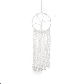 Cotton Cord Woven Web/Net with Feather Hanging Ornaments, for Home Living Room Bedroom Wall Decorations, Tree of Life