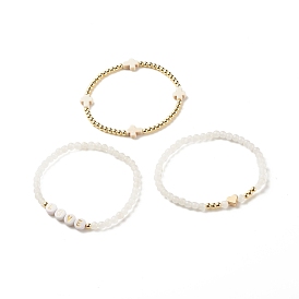 3 шт. 3 комплект эластичных браслетов из натурального белого нефрита и синтетической бирюзы (окрашенной) и гематита из бисера, слово любовь браслеты с сердцем и крестом для женщин