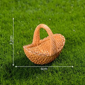 Мини-модель корзины из ротанга из смолы, аксессуары для кукольного домика с микро-ландшафтом, притворяясь опорными украшениями