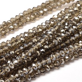 Faceted Rondelle Half Rainbow Plated Transparent Electroplate Glass Beads Strands