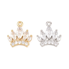 Латунные микропаве прозрачные подвески с фианитом, корона прелести