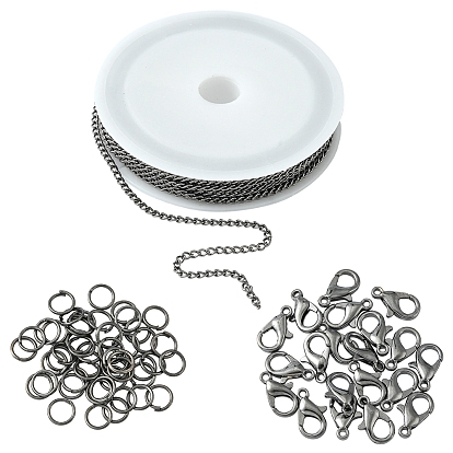 DIY Chain Bracelet Necklace Making Kit, Including Zinc Alloy Lobster Claw Clasps, Iron Twisted Chains & Jump Rings
