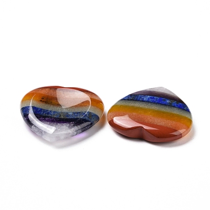 Chakra Worry Stone for Anxiety Therapy, Assembled Natural Amethyst & Green Aventurine & Lapis Lazuli & Carnelian/Red Agate & Red Aventurine & Red Jasper, Heart