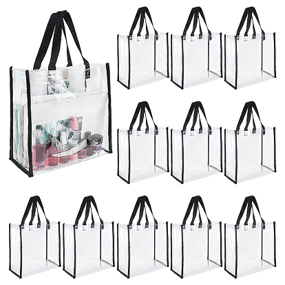 Прямоугольные прозрачные ПВХ пластиковые пакеты, подарочные пакеты, сумки для покупок, с ручками из полиэстера